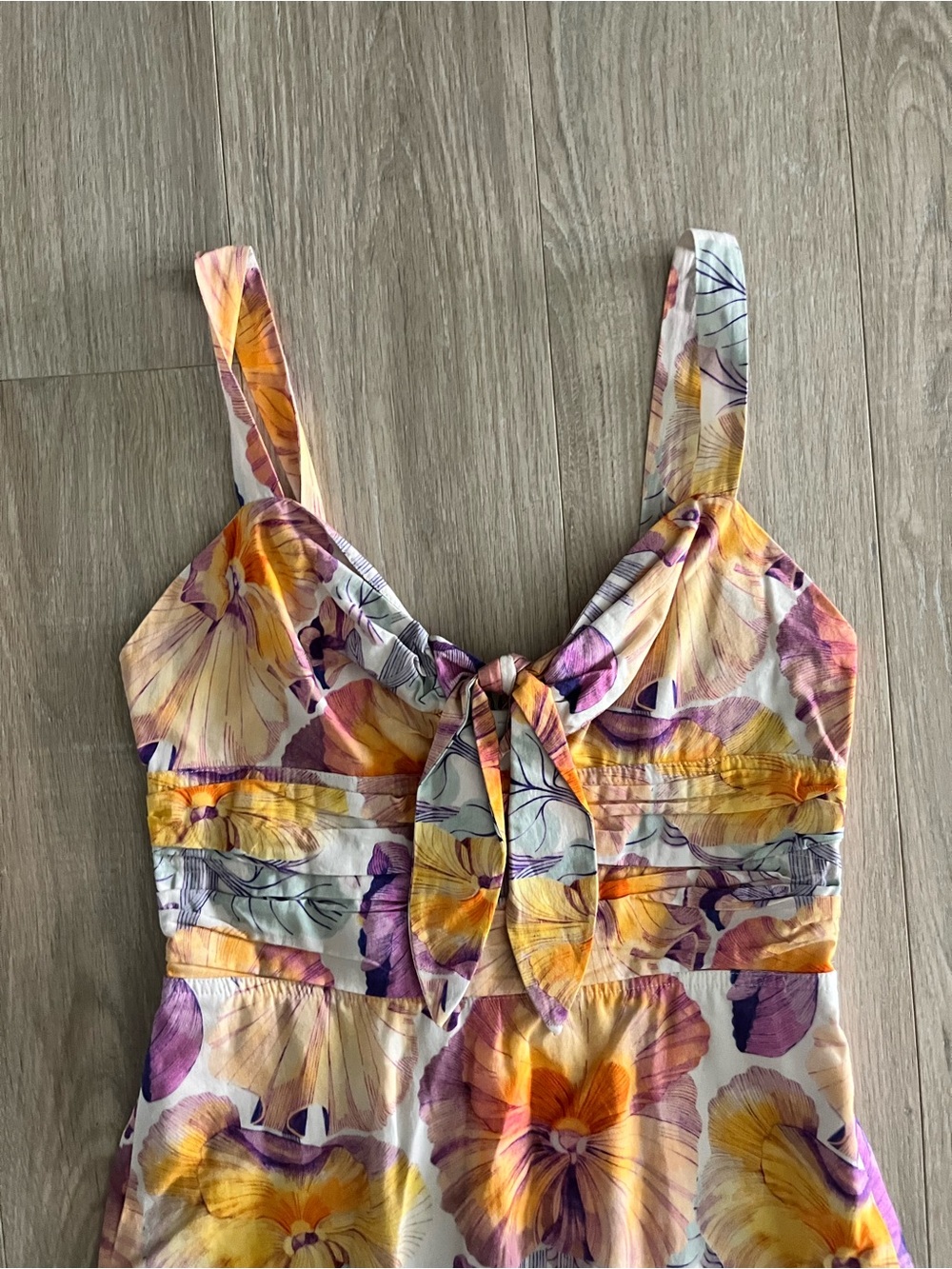 Anthropologie x Cecilia Pettersson Women’s Tie-Front Midi Dress Floral - Size 0 - Picture 3 of 7